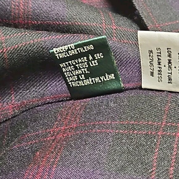 Ralph Lauren Wool Flannel Shirt Womens Sz XL Purple Red Shadow Plaid Long Sleeve - Picture 9 of 10